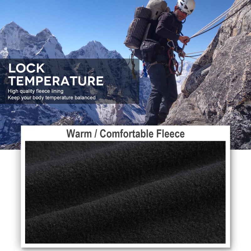Toomett Men's Snow Hiking Camping Pants Outdoor Ski Fleece Lined Waterproof Softshell Cargo Gear MTB Pants MH4409,Black,US 34 - Image 3